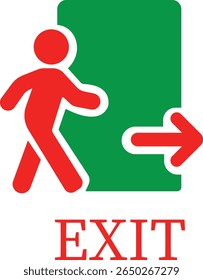 Emergency Exit Icon. Vector illustration of running man and exit door sign. Escape and evacuation symbol. Various exit sign isolated white background.Evacuation and relocation of people to safety.