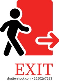 Emergency Exit Icon. Vector illustration of running man and exit door sign. Escape and evacuation symbol. Various exit sign isolated white background.Evacuation and relocation of people to safety.
