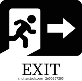 Emergency Exit Icon. Vector illustration of running man and exit door sign. Escape and evacuation symbol. Various exit sign isolated white background.Evacuation and relocation of people to safety.
