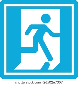 Emergency Exit Icon. Vector illustration of running man and exit door sign. Escape and evacuation symbol. Various exit sign isolated white background.Evacuation and relocation of people to safety.
