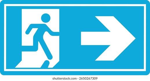 Emergency Exit Icon. Vector illustration of running man and exit door sign. Escape and evacuation symbol. Various exit sign isolated white background.Evacuation and relocation of people to safety.