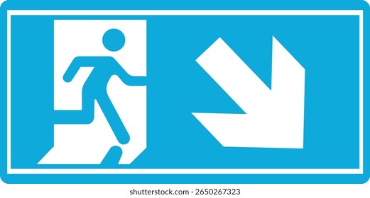 Emergency Exit Icon. Vector illustration of running man and exit door sign. Escape and evacuation symbol. Various exit sign isolated white background.Evacuation and relocation of people to safety.