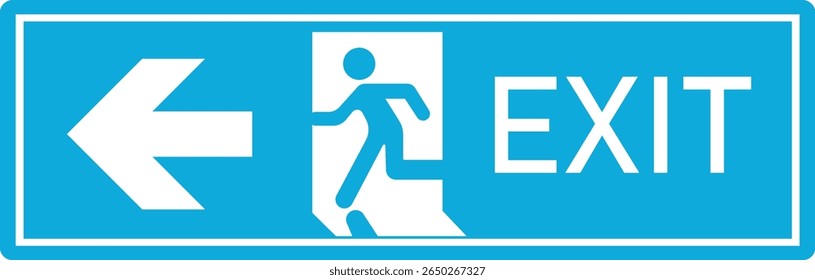 Emergency Exit Icon. Vector illustration of running man and exit door sign. Escape and evacuation symbol. Various exit sign isolated white background.Evacuation and relocation of people to safety.