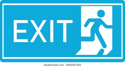Emergency Exit Icon. Vector illustration of running man and exit door sign. Escape and evacuation symbol. Various exit sign isolated white background.Evacuation and relocation of people to safety.