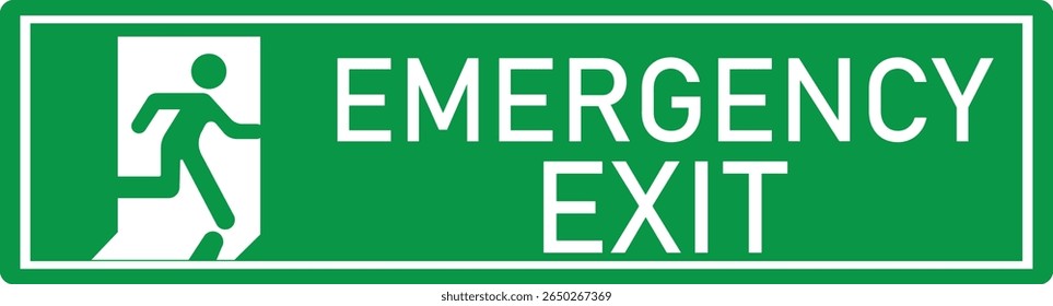 Emergency Exit Icon. Vector illustration of running man and exit door sign. Escape and evacuation symbol. Various exit sign isolated white background.Evacuation and relocation of people to safety.