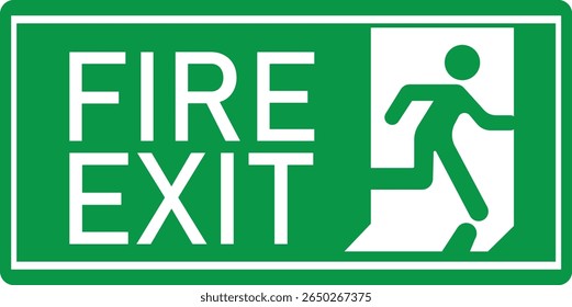 Emergency Exit Icon. Vector illustration of running man and exit door sign. Escape and evacuation symbol. Various exit sign isolated white background.Evacuation and relocation of people to safety.