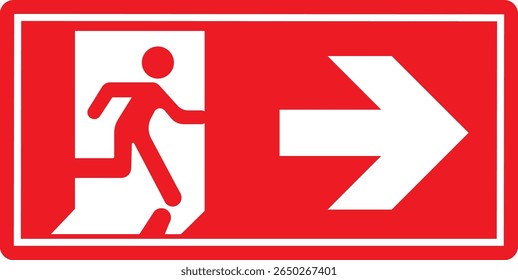 Emergency Exit Icon. Vector illustration of running man and exit door sign. Escape and evacuation symbol. Various exit sign isolated white background.Evacuation and relocation of people to safety.