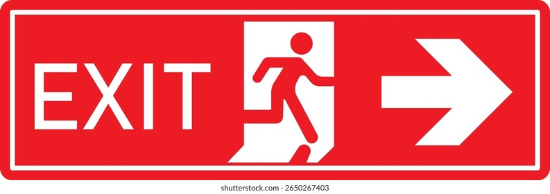 Emergency Exit Icon. Vector illustration of running man and exit door sign. Escape and evacuation symbol. Various exit sign isolated white background.Evacuation and relocation of people to safety.