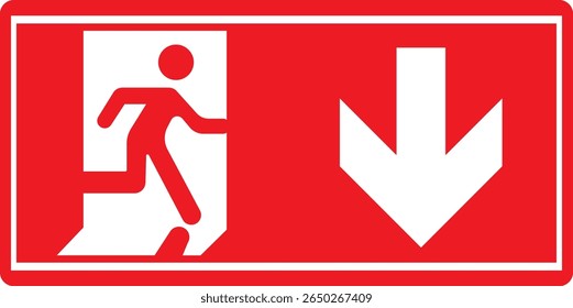 Emergency Exit Icon. Vector illustration of running man and exit door sign. Escape and evacuation symbol. Various exit sign isolated white background.Evacuation and relocation of people to safety.