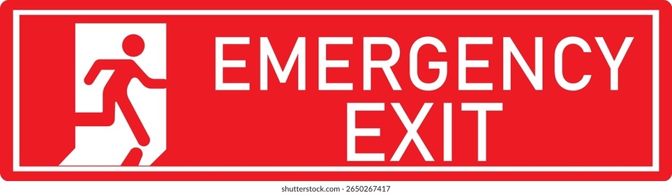Emergency Exit Icon. Vector illustration of running man and exit door sign. Escape and evacuation symbol. Various exit sign isolated white background.Evacuation and relocation of people to safety.