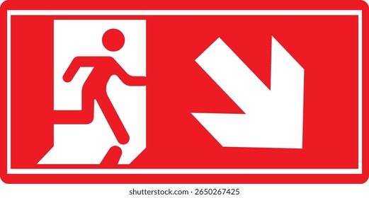 Emergency Exit Icon. Vector illustration of running man and exit door sign. Escape and evacuation symbol. Various exit sign isolated white background.Evacuation and relocation of people to safety.