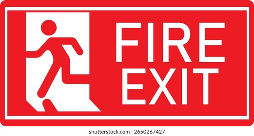 Ícone De Saída De Emergência. Ilustração vetorial de homem correndo e sinal da porta de saída. Símbolo de fuga e evacuação. Vários sinal de saída isolado fundo branco.Evacuação e relocação de pessoas para a segurança.