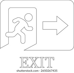 Emergency Exit Icon. Vector illustration of running man and exit door sign. Escape and evacuation symbol. Various exit sign isolated white background.Evacuation and relocation of people to safety.