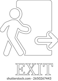 Emergency Exit Icon. Vector illustration of running man and exit door sign. Escape and evacuation symbol. Various exit sign isolated white background.Evacuation and relocation of people to safety.