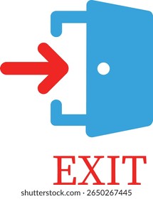 Emergency Exit Icon. Vector illustration of running man and exit door sign. Escape and evacuation symbol. Various exit sign isolated white background.Evacuation and relocation of people to safety.