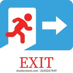 Ícone De Saída De Emergência. Ilustração vetorial de homem correndo e sinal da porta de saída. Símbolo de fuga e evacuação. Vários sinal de saída isolado fundo branco.Evacuação e relocação de pessoas para a segurança.