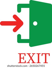 Emergency Exit Icon. Vector illustration of running man and exit door sign. Escape and evacuation symbol. Various exit sign isolated white background.Evacuation and relocation of people to safety.