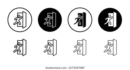 Emergency exit icon vector line logo mark or symbol set collection outline style