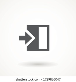 Emergency Exit Icon Vektor Logout und Ausgabe, Auslass, Out Symbol. abgelegenes Zeichen für die Sicherheit