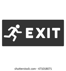 Emergency Exit icon. Vector style is flat iconic symbol with rounded angles, gray color, white background.