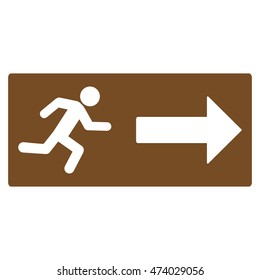 Emergency Exit icon. Vector style is flat iconic symbol with rounded angles, brown color, white background.