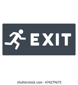 Emergency Exit icon. Vector style is flat iconic symbol with rounded angles, smooth blue color, white background.