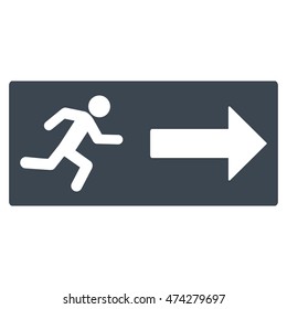 Emergency Exit icon. Vector style is flat iconic symbol with rounded angles, smooth blue color, white background.