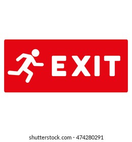 Emergency Exit icon. Vector style is flat iconic symbol with rounded angles, red color, white background.