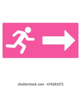 Emergency Exit icon. Vector style is flat iconic symbol with rounded angles, pink color, white background.