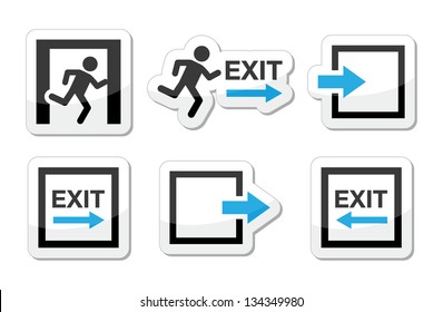 Emergency exit icons vector set