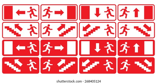 Emergency exit icons vector set