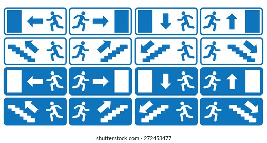 Emergency exit icons vector set