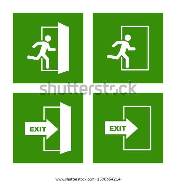 Emergency Exit Icons Vector Set Stock Vector (Royalty Free) 1590654214 ...