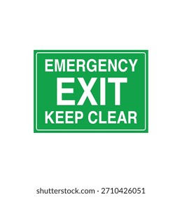 EMERGENCY EXIT KEEP CLEAR Mandatory Egress Warning Sign - Keep Clear for Escape Route Vector File