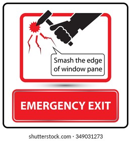 Emergency exit label for bus vector illustration