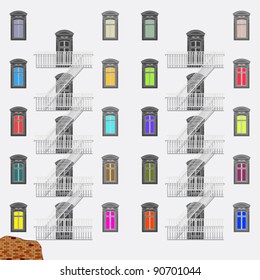 emergency exit ladder, abstract vector art illustration