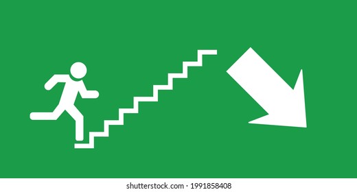 emergency exit ladder. Arrow sign indicating that the emergency exit ladder is below.
Vectorel design Eps 10.