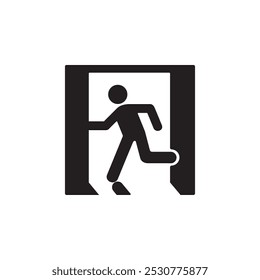 emergency exit left icon symbol sign vector