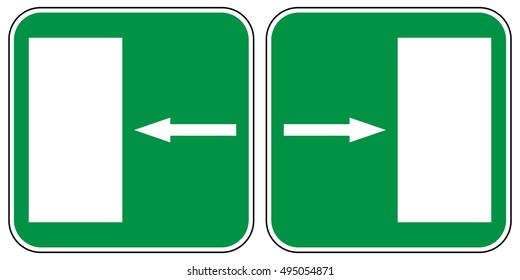 Emergency exit left, emergency exit right, escape route signs, vector illustration.
