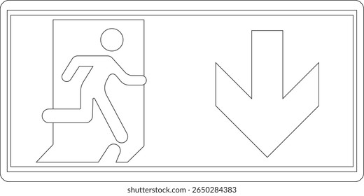 Emergency Exit line art Icon. illustration of running man and exit door sign. Escape and evacuation symbol. Various exit sign isolated white background.Evacuation and relocation of people to safety.