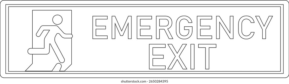 Emergency Exit line art Icon. illustration of running man and exit door sign. Escape and evacuation symbol. Various exit sign isolated white background.Evacuation and relocation of people to safety.