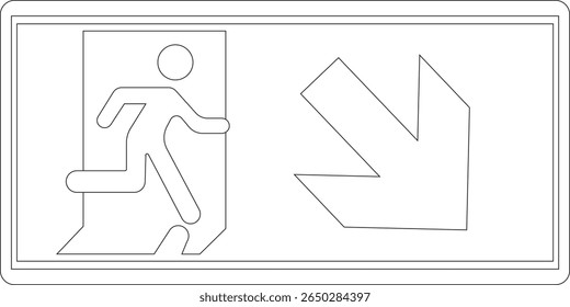 Emergency Exit line art Icon. illustration of running man and exit door sign. Escape and evacuation symbol. Various exit sign isolated white background.Evacuation and relocation of people to safety.