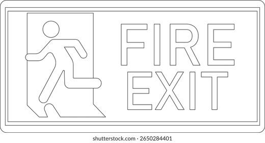Emergency Exit line art Icon. illustration of running man and exit door sign. Escape and evacuation symbol. Various exit sign isolated white background.Evacuation and relocation of people to safety.