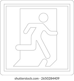 Emergency Exit line art Icon. illustration of running man and exit door sign. Escape and evacuation symbol. Various exit sign isolated white background.Evacuation and relocation of people to safety.