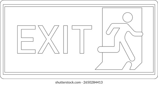 Emergency Exit line art Icon. illustration of running man and exit door sign. Escape and evacuation symbol. Various exit sign isolated white background.Evacuation and relocation of people to safety.