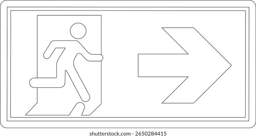 Emergency Exit line art Icon. illustration of running man and exit door sign. Escape and evacuation symbol. Various exit sign isolated white background.Evacuation and relocation of people to safety.