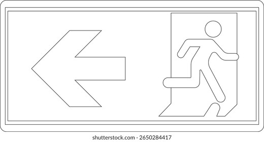 Emergency Exit line art Icon. illustration of running man and exit door sign. Escape and evacuation symbol. Various exit sign isolated white background.Evacuation and relocation of people to safety.