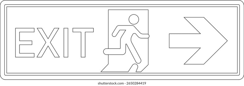 Emergency Exit line art Icon. illustration of running man and exit door sign. Escape and evacuation symbol. Various exit sign isolated white background.Evacuation and relocation of people to safety.