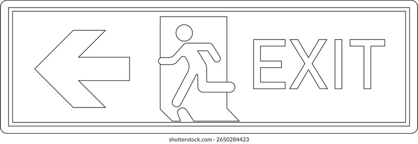Emergency Exit line art Icon. illustration of running man and exit door sign. Escape and evacuation symbol. Various exit sign isolated white background.Evacuation and relocation of people to safety.