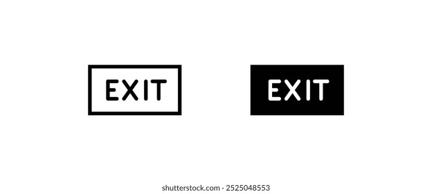 Emergency exit line and flat icons set, editable stroke isolated on white, linear vector outline illustration, symbol logo design style